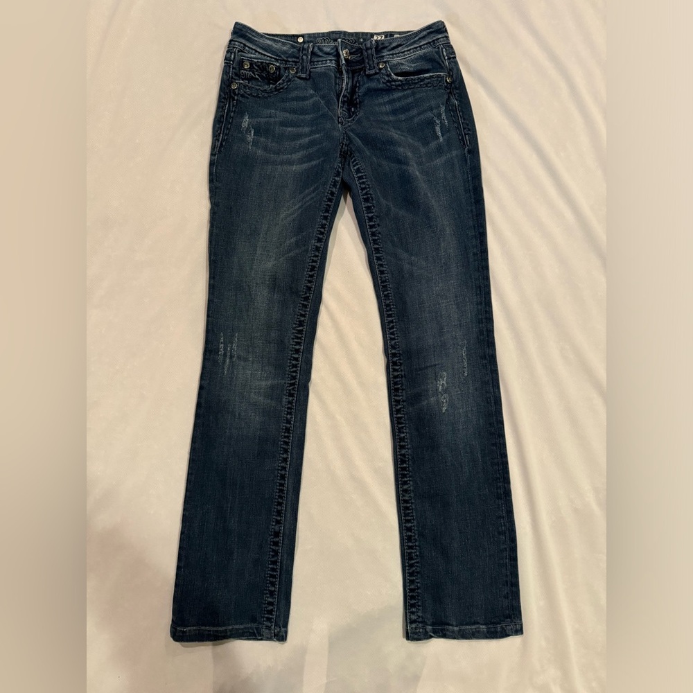 Miss Me Dark Wash Straight Jeans, Women’s Size 27, GUC
